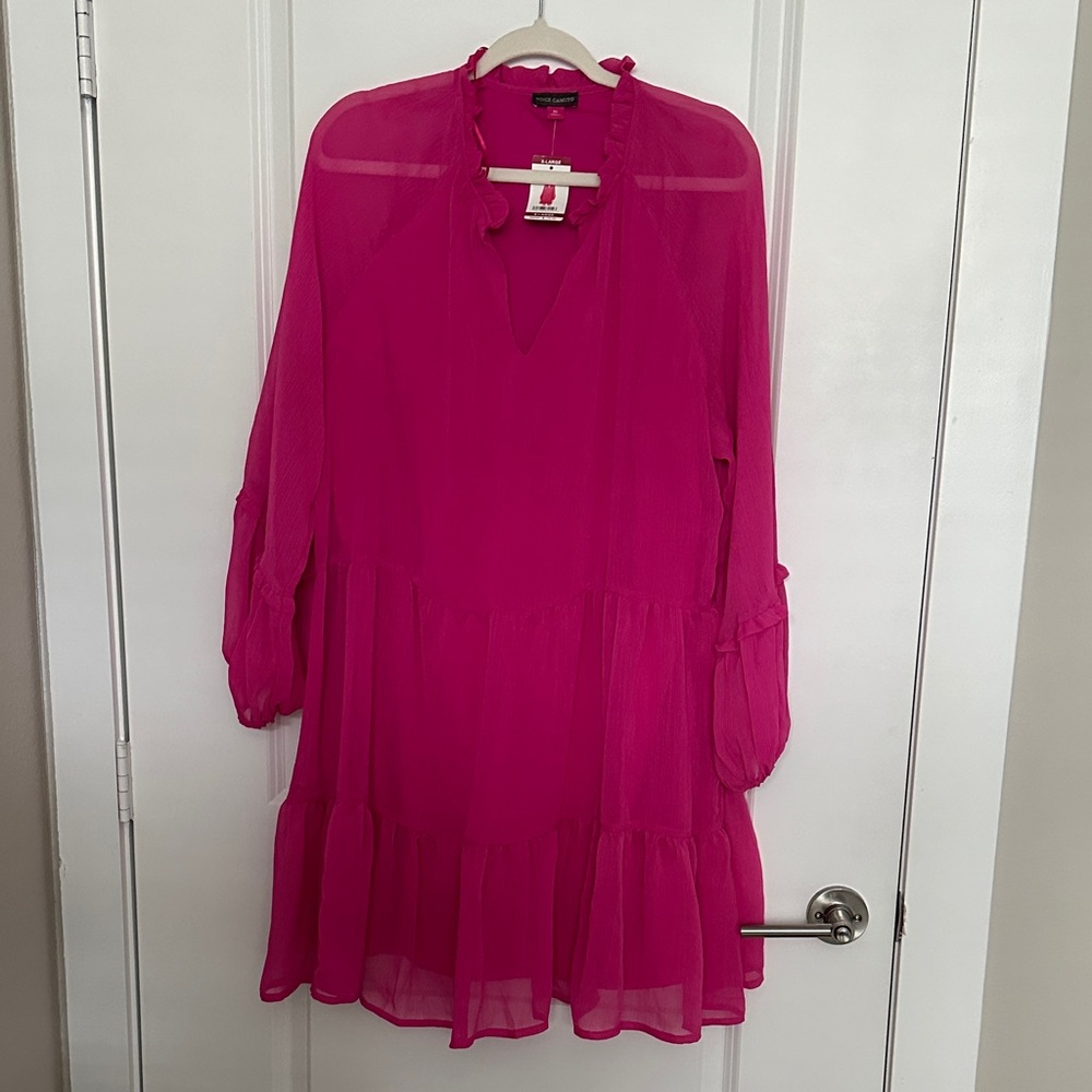 Vince Camuto Fuchsia Ruffled Blouse